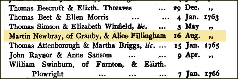 Martin Newbray marriage record