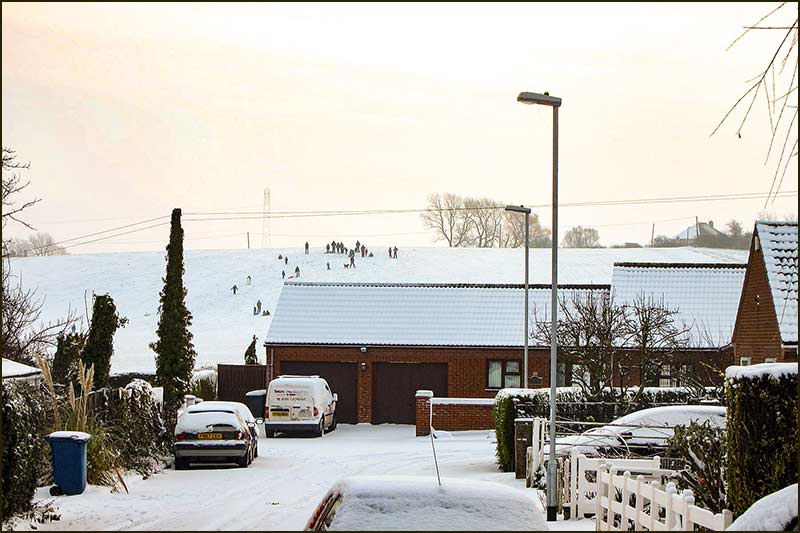 Snow on Hardy's Close in 1985