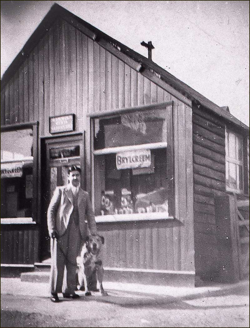 Harry Smith outside hairdresser & cobblers on Churach Street