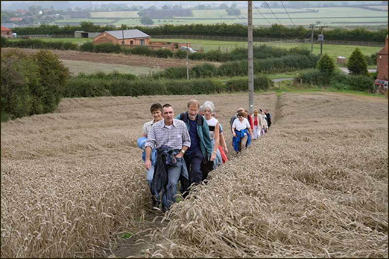 Cropwell Bishop Walking Club climb up from Groundswells Farm to Cropwell Wolds in 2005