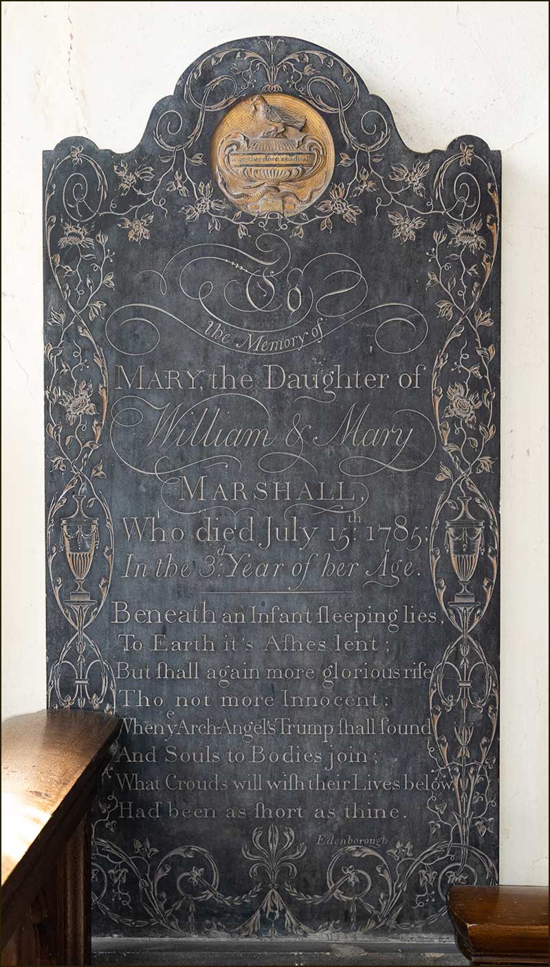 Headstone for Mary Marshall  (daughter of William and Mary Marshall)