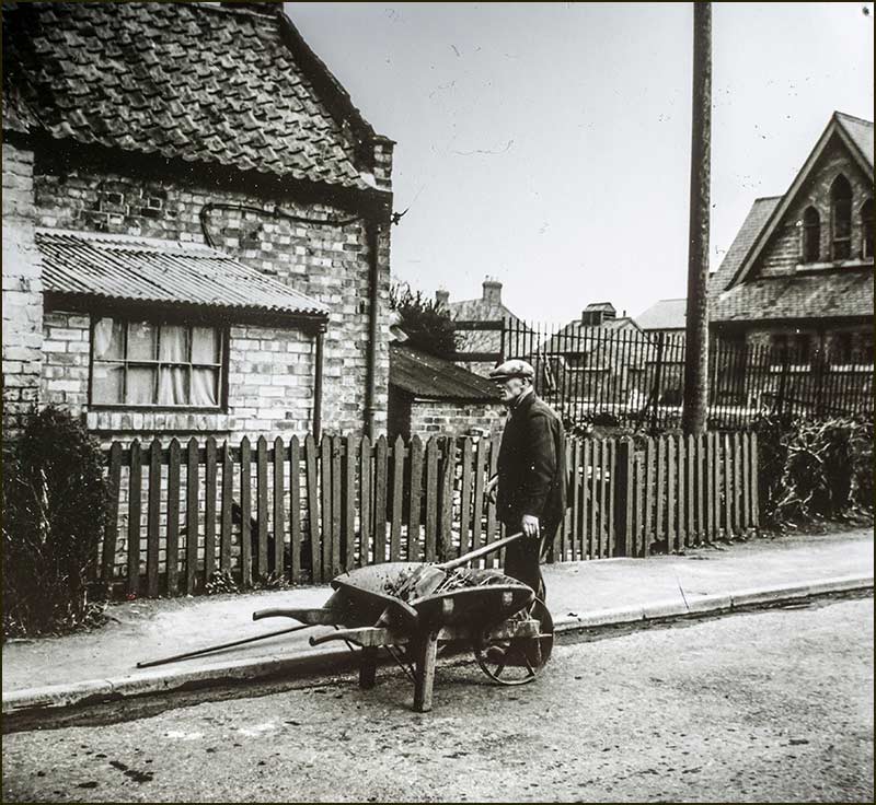 Joe Parnham, roadsweeper, in 1949