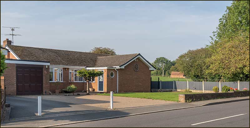 The top end of Parkers Row once stood where this modern bungalow now stands (2020)